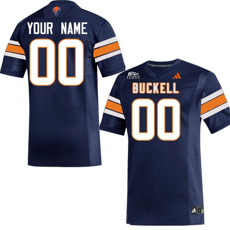 Custom Bucknell Bison Name And Number Football Jerseys-Navy